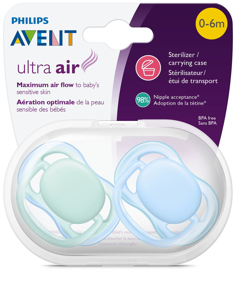 philips avent ultra air pacifier blue green packaging