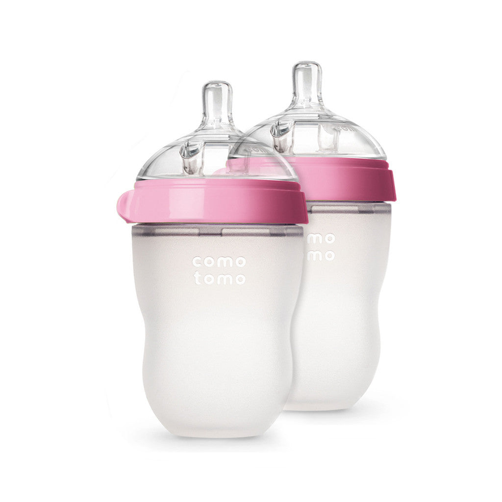 como tomo baby bottle silicone pink