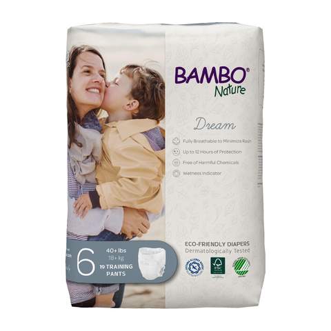 Bambo Nature DREAM Eco-Friendly Disposable Training Pants - Size 6 - 40 lbs  & up (19ct) – Love Me Do Baby & Maternity