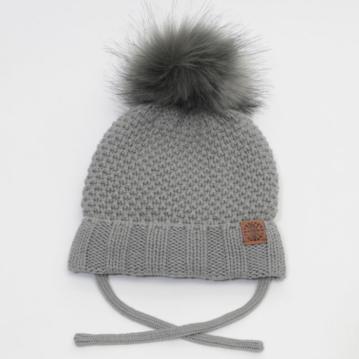 Grey pom pom hat 2025