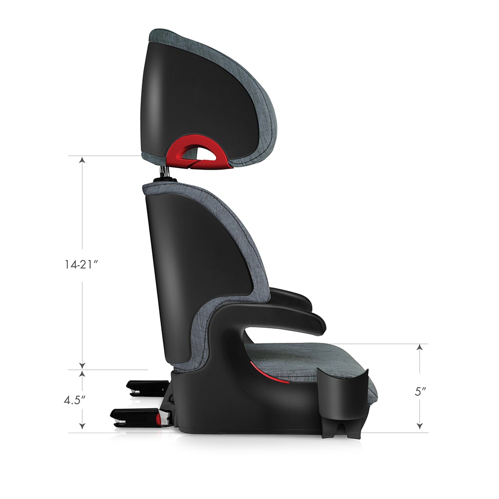 clek oobr high back booster seat dimensions side