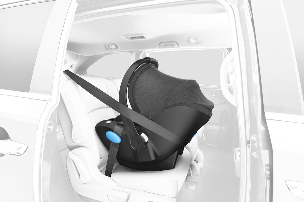 clek liing infant car seat european belt install