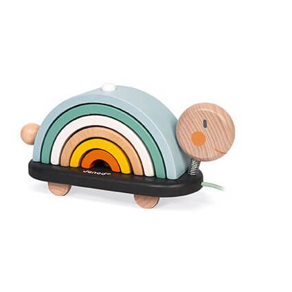 janod rainbow turtle stack and pull toy