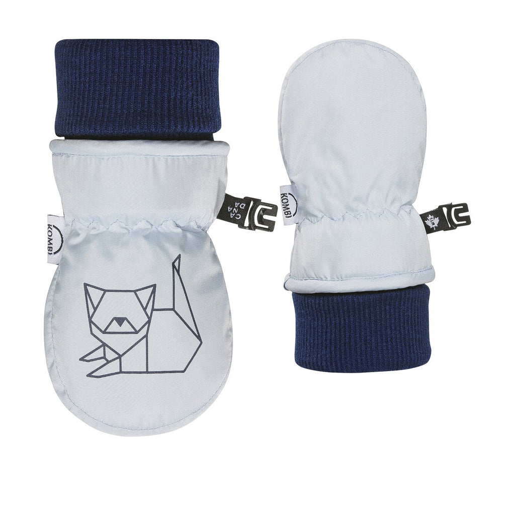 kombi the baby animal foldable cuff infant mittens ballad blue fox