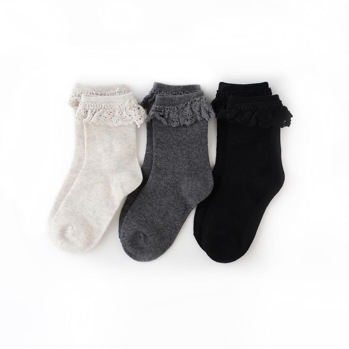 Little Stocking Midi Lace Trim Socks (3pk) Midnight – Love