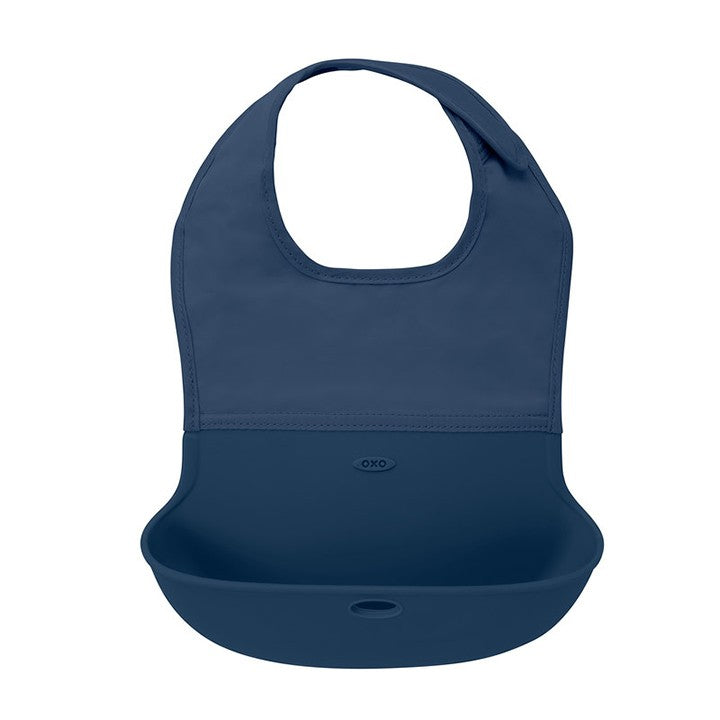 oxo tot silicone roll-up bib navy
