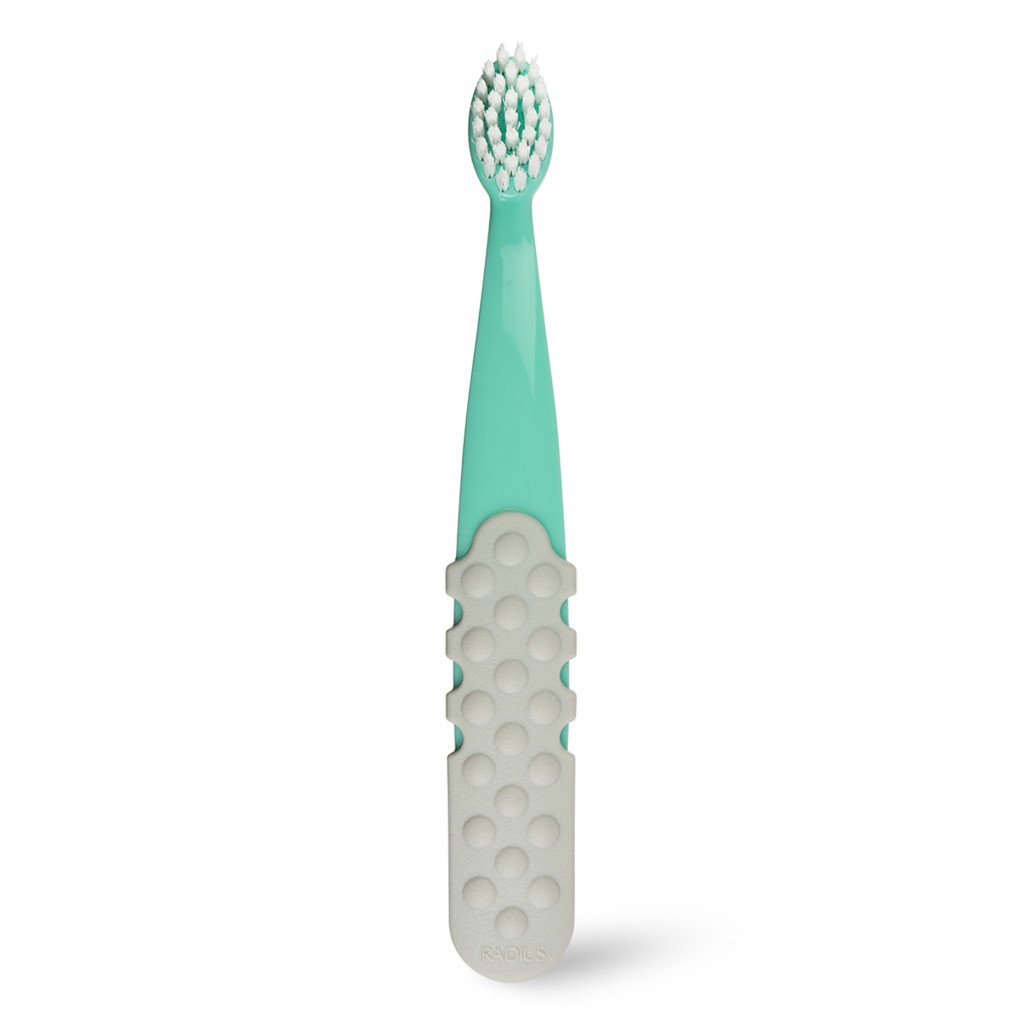 radius totz plus kids toothbrush green cool grey grip