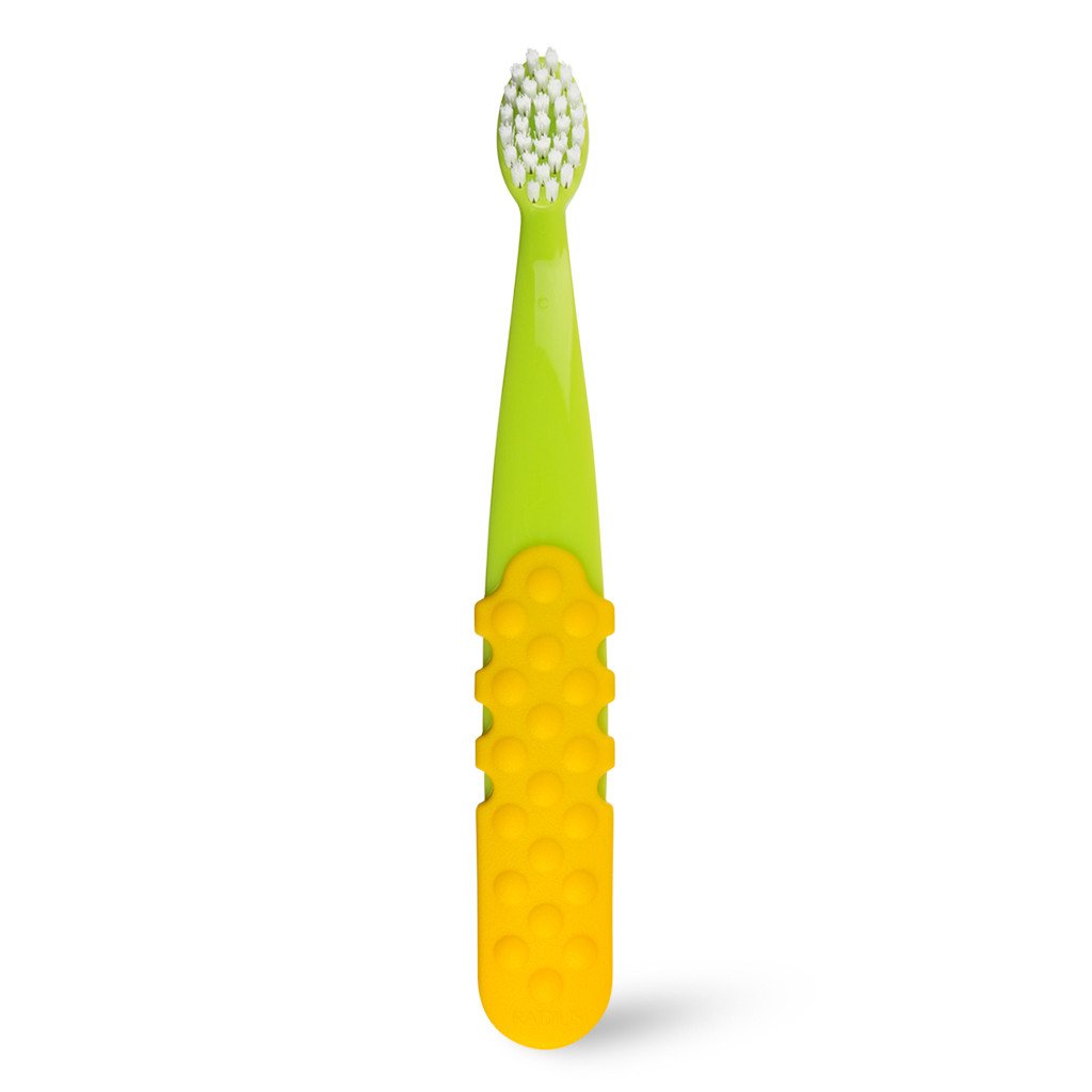 radius totz plus kids toothbrush lime green yellow grip